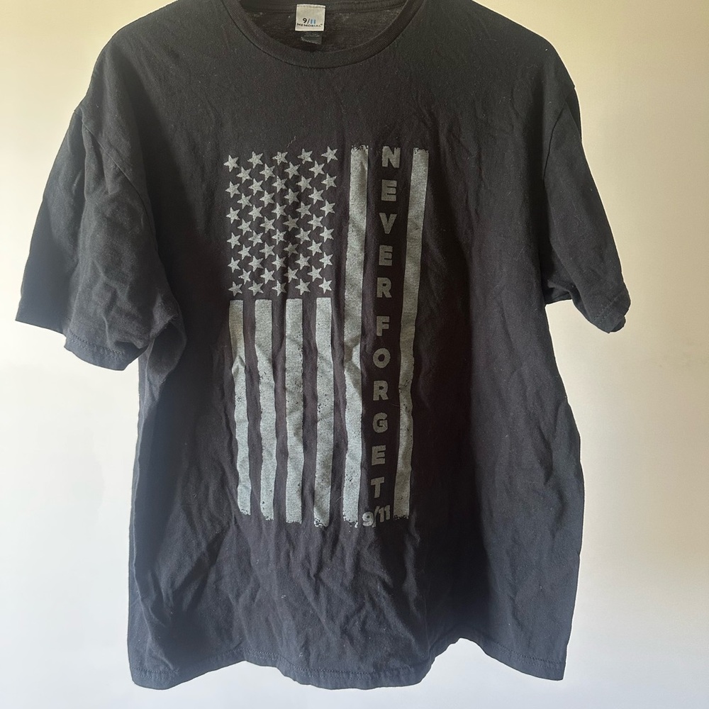 Black Graphic 9/11 memorial t shirt